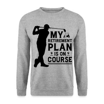 My Retirement Plan Golf Player Golfing Golf Course - Unisex Pullover - Weißgrau meliert - Vorne - Alina (178cm) & Michal (187cm)