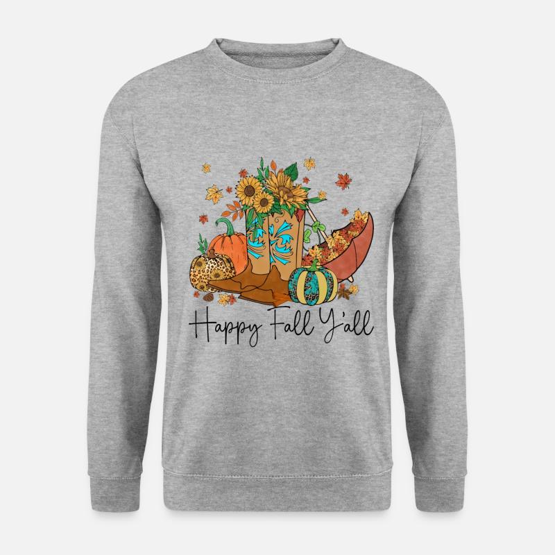 Happy Fall y'all - Unisex Pullover - Weißgrau meliert