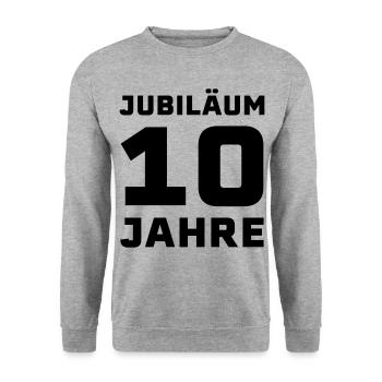 Jubiläum 10 Jahre Firmenjubiläum Geschenk - Unisex Pullover - Weißgrau meliert - Vorne - Alina (178cm) & Michal (187cm)
