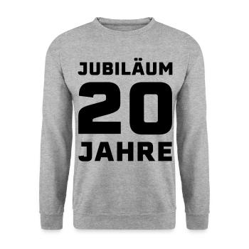 Jubiläum 20 Jahre Firmenjubiläum Geschenk - Unisex Pullover - Weißgrau meliert - Vorne - Alina (178cm) & Michal (187cm)