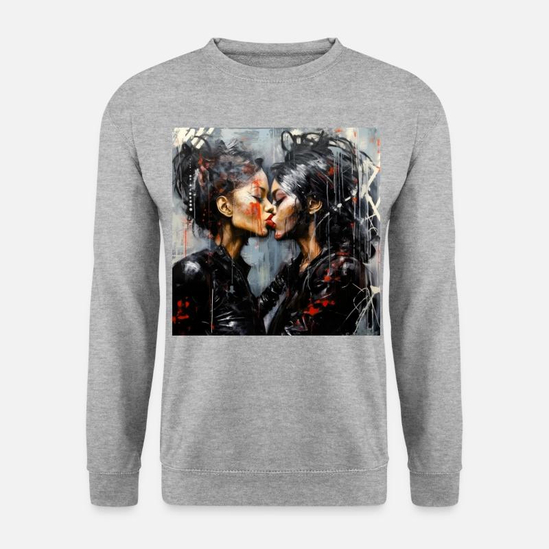 Bad Girls Kiss - Unisex Pullover - Weißgrau meliert