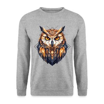 Owl Geometric Bird Nature Mysticism Colorful Art - Unisex Sweatshirt - salt & pepper - Front - Alina (178cm) & Michal (187cm)
