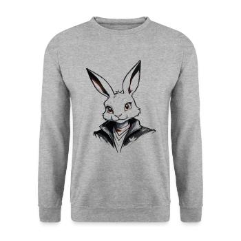 Bunny Chic : Élégance mignonne - Sweat-shirt Unisexe - gris chiné - Devant - Alina (178cm) & Michal (187cm)