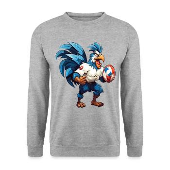 Rugby France Coq Ballon De Rugby Joueur Fan De Sport - Sweat-shirt Unisexe - gris chiné - Devant - Alina (178cm) & Michal (187cm)