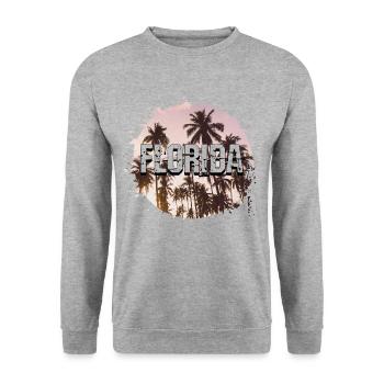 Florida USA Miami Amerika Sommer Palmen Strand - Unisex Pullover - Weißgrau meliert - Vorne - Alina (178cm) & Michal (187cm)