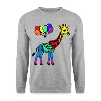 LGBT Gay Pride Girafe Arc-en-ciel Drapeau arc-en-ciel - Sweat-shirt Unisexe - gris chiné - Devant - Alina (178cm) & Michal (187cm)