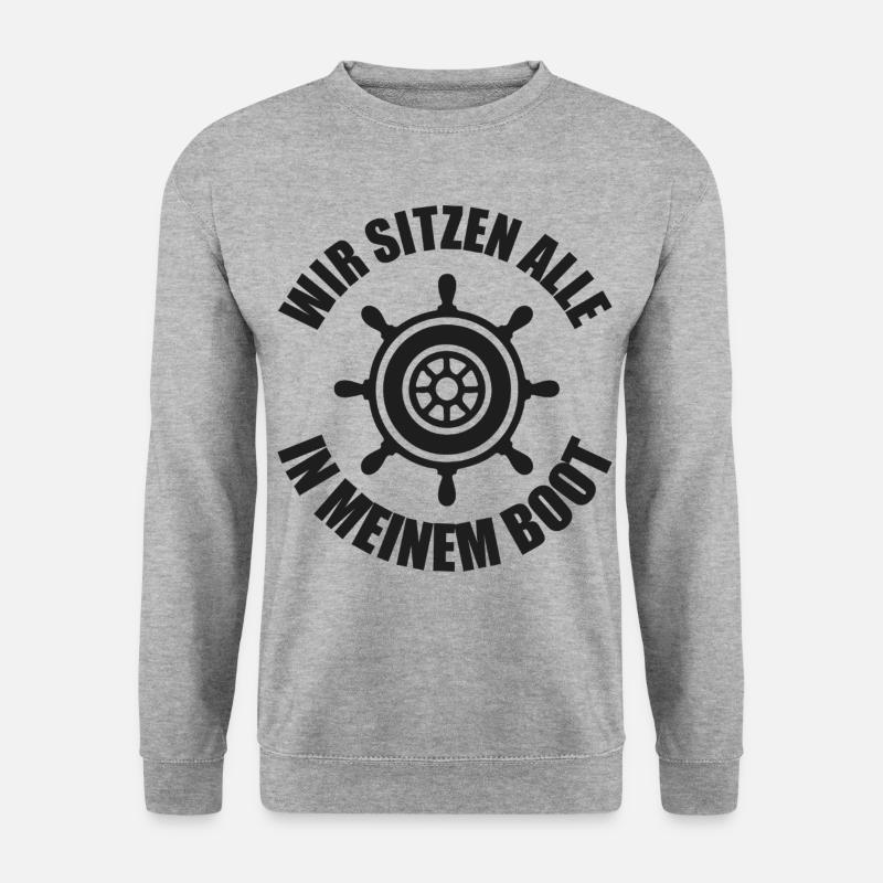Motorboot Kapitän Boot Boote Seefahrt Geschenk - Unisex Pullover - Weißgrau meliert
