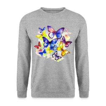 Butterfly Colorful Colorful Beautiful Art Nature - Unisex Sweatshirt - salt & pepper - Front - Alina (178cm) & Michal (187cm)