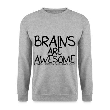 Les cerveaux sont géniaux, j’aimerais que tout le monde en ait un 3 - Sweat-shirt Unisexe - gris chiné - Devant - Alina (178cm) & Michal (187cm)