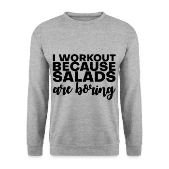 Je m’entraîne parce que les salades sont ennuyeuses 3 - Sweat-shirt Unisexe - gris chiné - Devant - Alina (178cm) & Michal (187cm)