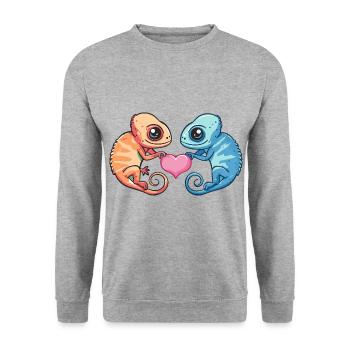 Chameleon Couple Love Couple In Love - Unisex Sweatshirt - salt & pepper - Front - Alina (178cm) & Michal (187cm)