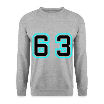63 Symbole numérique - Sweat-shirt Unisexe - gris chiné - Devant - Alina (178cm) & Michal (187cm)