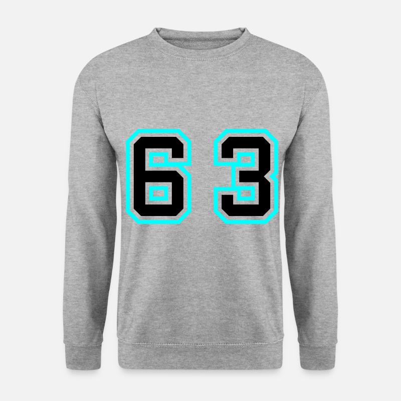 63 Zahl Symbol - Unisex Pullover - Weißgrau meliert