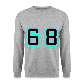 68 Zahl Symbol - Unisex Pullover - Weißgrau meliert - Vorne - Alina (178cm) & Michal (187cm)