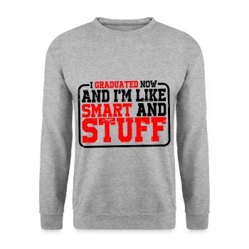 I Graduated Now And I'm Like Smart And Stuff 10 - Unisex Pullover - Weißgrau meliert - Vorne - Alina (178cm) & Michal (187cm)
