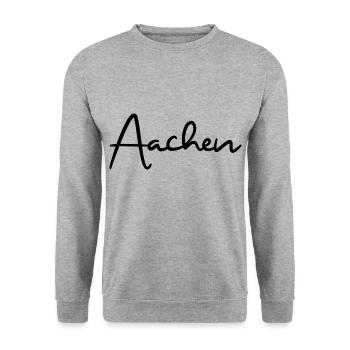 Aachen Stadt Rheinland - Unisex Pullover - Weißgrau meliert - Vorne - Alina (178cm) & Michal (187cm)