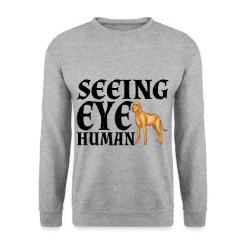 Seeing Eye Human 30 - Unisex Pullover - Weißgrau meliert - Vorne - Alina (178cm) & Michal (187cm)