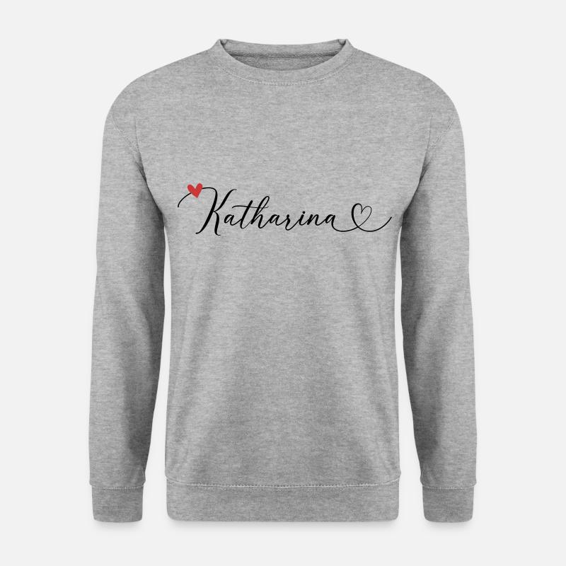 Katharina Name Vorname Kalligrafieherz - Unisex Pullover - Weißgrau meliert