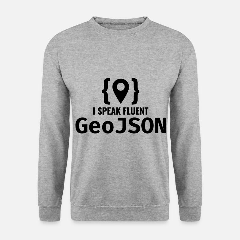 GeoJSON Entwickler Programmierer Programmierer GIS Mapping - Unisex Pullover - Weißgrau meliert