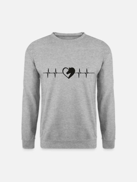 Herzschlag Pferd - Unisex Pullover - Weißgrau meliert