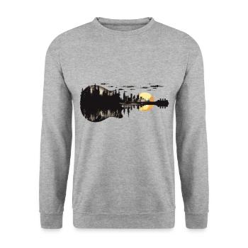 guitare, arbres, forêt, nature, horizon, soleil, art, musique - Sweat-shirt Unisexe - gris chiné - Devant - Alina (178cm) & Michal (187cm)