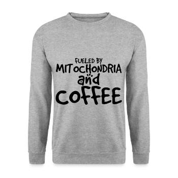 Alimenté par les mitochondries et le café 2 - Sweat-shirt Unisexe - gris chiné - Devant - Alina (178cm) & Michal (187cm)