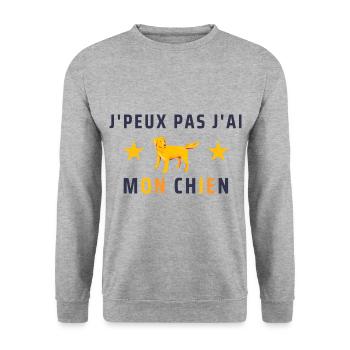 j'peux pas j'ai mon chien - Sweat-shirt Unisexe - gris chiné - Devant - Alina (178cm) & Michal (187cm)