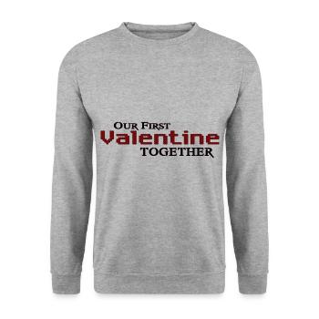 first Valentine together partner look gift love - Unisex Sweatshirt - salt & pepper - Front - Alina (178cm) & Michal (187cm)