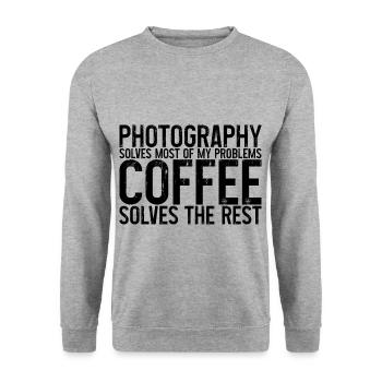 Photography Solves Most Of My Problems 3 - Unisex Sweatshirt - salt & pepper - Front - Alina (178cm) & Michal (187cm)