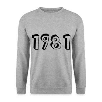 Year of birth 1981 Birthday - Unisex Sweatshirt - salt & pepper - Front - Alina (178cm) & Michal (187cm)