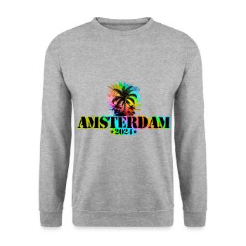 Amsterdam 2024 Holiday Colorful - Unisex Sweatshirt - salt & pepper - Front - Alina (178cm) & Michal (187cm)