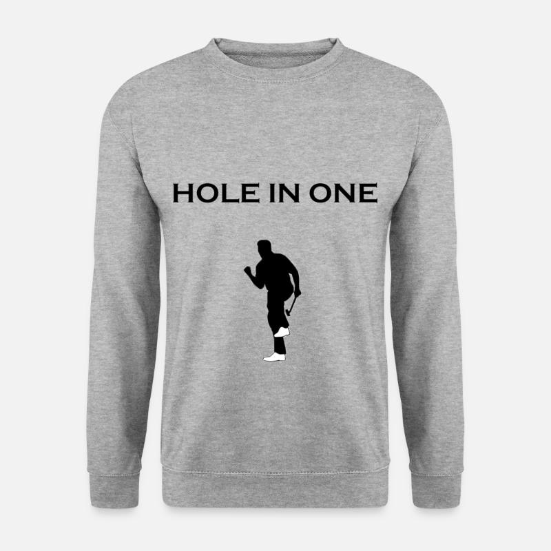 Golf Hole in one Golfer Abschlag Umriss Geschenk - Unisex Pullover - Weißgrau meliert