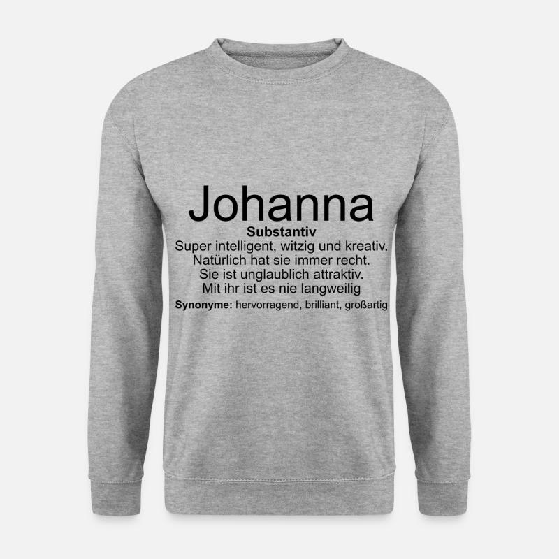 Name Definition Johanna - Unisex Pullover - Weißgrau meliert