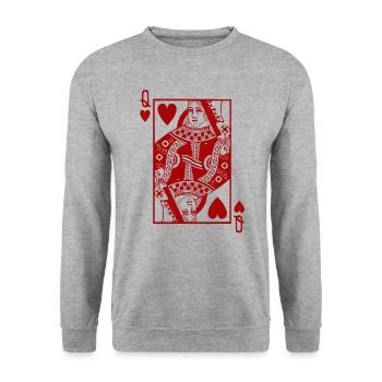 Herz Königin Rot - Unisex Pullover - Weißgrau meliert - Vorne - Alina (178cm) & Michal (187cm)