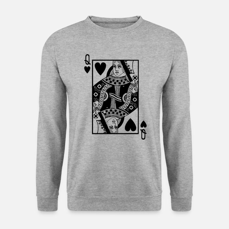 Herz Königin Spielkarte - Unisex Pullover - Weißgrau meliert