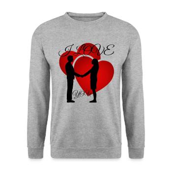 Ich Liebe Dich - Unisex Pullover - Weißgrau meliert - Vorne - Alina (178cm) & Michal (187cm)