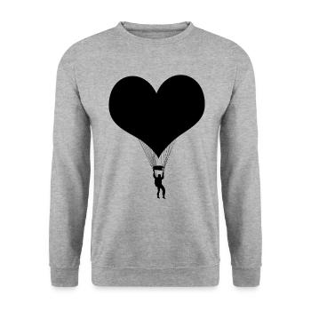 Fallschirm Skydiving Schwarz - Unisex Pullover - Weißgrau meliert - Vorne - Alina (178cm) & Michal (187cm)