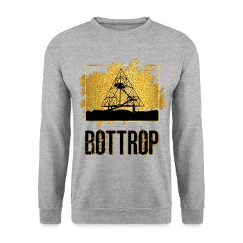 Bottrop Germany City Skyline Love Gold - Unisex Sweatshirt - salt & pepper - Front - Alina (178cm) & Michal (187cm)