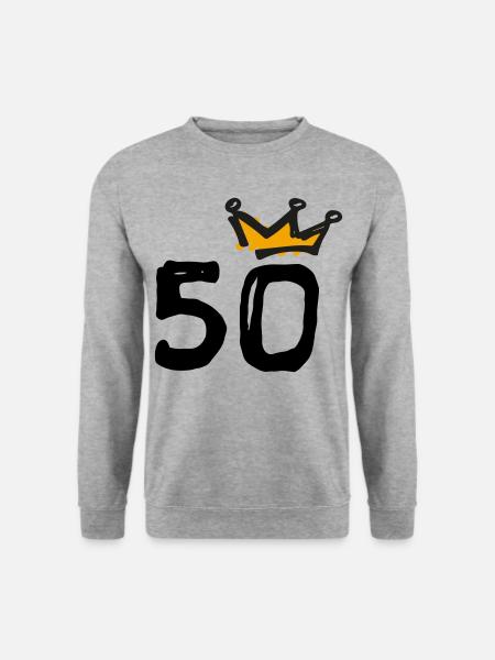 50. Geburtstag Krone - Unisex Pullover - Weißgrau meliert