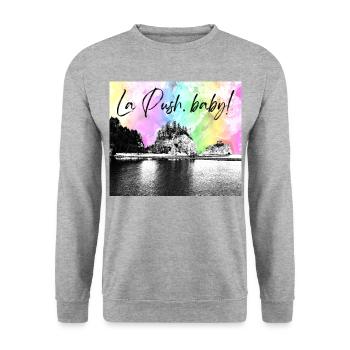 La Push, baby! Illustration - Unisex Pullover - Weißgrau meliert - Vorne - Alina (178cm) & Michal (187cm)