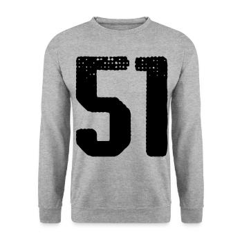 51 Zahl Trikot - Unisex Pullover - Weißgrau meliert - Vorne - Alina (178cm) & Michal (187cm)