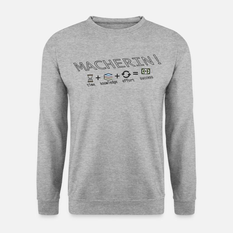 MACHERIN - Tun es Einfach! - Unisex Pullover - Weißgrau meliert