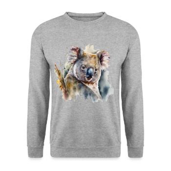 Koala Aquarell - Unisex Pullover - Weißgrau meliert - Vorne - Alina (178cm) & Michal (187cm)