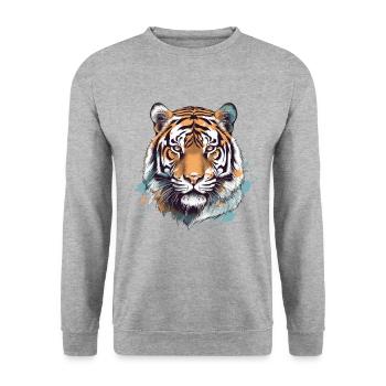 Tiger - Unisex Sweatshirt - salt & pepper - Front - Alina (178cm) & Michal (187cm)