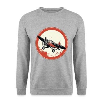 Airplane Retro Propeller - Unisex Sweatshirt - salt & pepper - Front - Alina (178cm) & Michal (187cm)