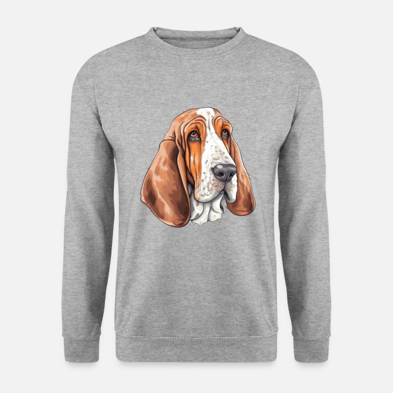 Basset Hound - Unisex Pullover - Weißgrau meliert