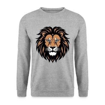 Löwe - Unisex Pullover - Weißgrau meliert - Vorne - Alina (178cm) & Michal (187cm)