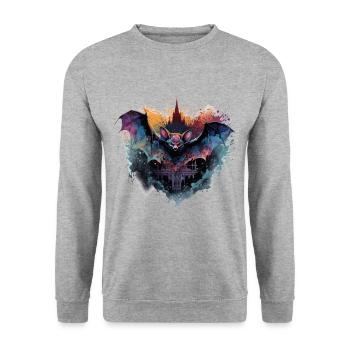 Bat Castle - Unisex Sweatshirt - salt & pepper - Front - Alina (178cm) & Michal (187cm)
