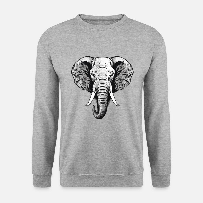 Elefant - Unisex Pullover - Weißgrau meliert
