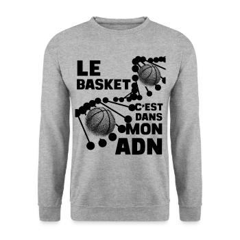 Basket ADN Passion Homme Ou Enfant - Sweat-shirt Unisexe - gris chiné - Devant - Alina (178cm) & Michal (187cm)